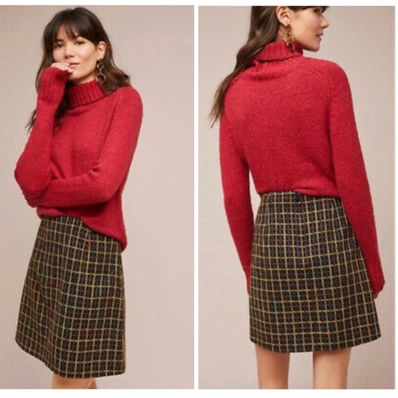 Anthropologie Hutch Windowpane Mini Skirt Black Motif Small - Picture 7 of 7